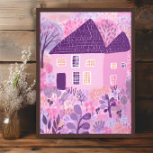 Lief Waterverf huis tuin illustratie Poster
