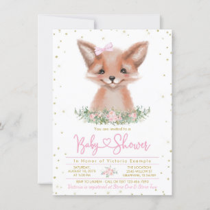 Lief Waterverf Meisje Fox Baby shower Kaart