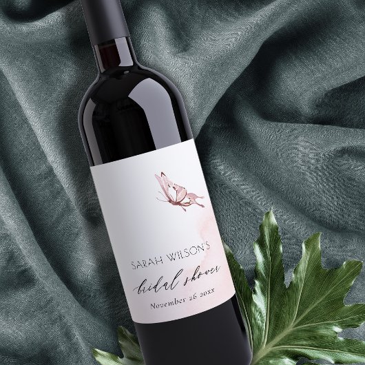 LIEF WATERVERF VLINDER BRUIDSSLUIER WIJN ETIKET