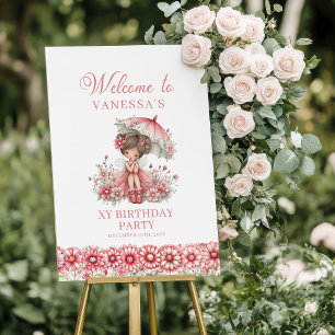 Lief Whimsisch Fee Roze 4de Verjaardag Welkom Poster