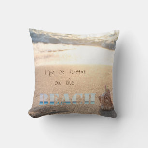 Lief zand, oceaan, schelp, strand kussen