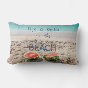 Lief zand, zee, watermeloen, strand kussen