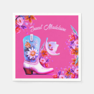 Lief Zestien 16e Cowgirl Bloemen Roze Verjaardag Servet