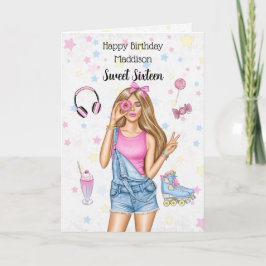 lief zestien blond meisje happy birthday Kaart
