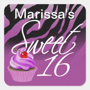 Lief Zestien Zebra Cupcake Party Vierkante Sticker