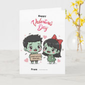 Lief Zombie Koppel Doodserieus Valentijnskaart Kaart (Gele Bloem)