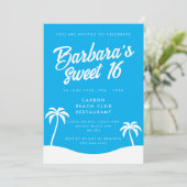 Lief Zomerstrandfeest Sweet 16 Kaart (Staand voorkant)