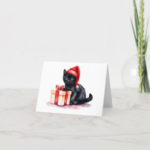 Lief zwart Sinterklaas kitten met cadeau BLANK Feestdagen Kaart
