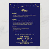 Liefdadigheids-gala bal bedrijf evenement blauw go menu (Voorkant)