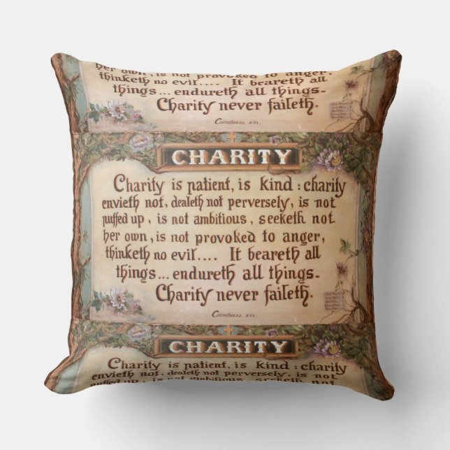 Liefdadigheidsinstelling voor biblical Quote Flora Kussen (Voorkant)