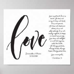 Liefde, 1 Cor. 13, Naam paar, modern script Poster