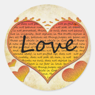 Liefde 1 Corinthians 13 Harten Ronde Sticker