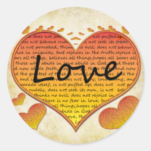 Liefde 1 Corinthians 13 Harten Ronde Sticker