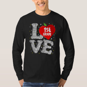 Liefde 1ste klas Apple terug naar schoolleraar T-shirt