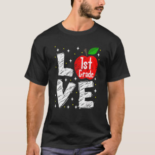 Liefde 1ste klas Apple terug naar schoolleraar T-shirt