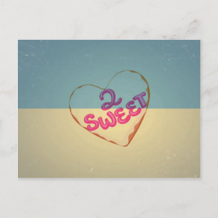  liefde 2 Sweet Heart. Retro Blue Cream Sepia Briefkaart