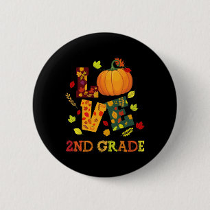 Liefde 2de graad Happy Herfst Y'all Autumn Teacher Ronde Button 5,7 Cm