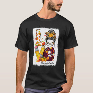 Liefde 3e klas leraar rommelige knot herfst seizoe t-shirt