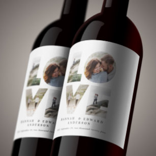 Liefde 4 foto eenvoudig modern gepersonaliseerd ca wijn etiket