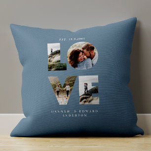 Liefde 4 foto eenvoudig modern gepersonaliseerd ge kussen