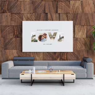 Liefde 4 foto modern, minimaal persoonlijk cadeau canvas afdruk