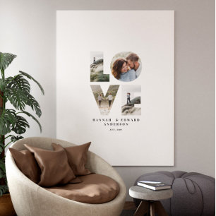 Liefde 4 foto modern, minimaal persoonlijk cadeau canvas afdruk