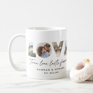Liefde 4 foto modern, minimaal persoonlijk cadeau koffiemok