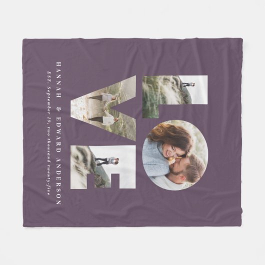 Liefde 4 foto's simpele moderne persoonlijke cadea fleece deken (Voorkant (Horizontaal))