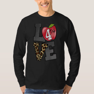 Liefde 4e klas Apple Leopard eerste dag van school T-shirt