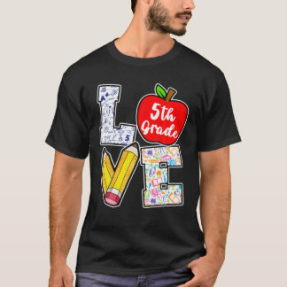 Liefde 5e graad terug naar schoolleraar cadeau t-shirt