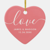 Liefde Aangepaste paren Roze Foto Ornament (Voorkant)
