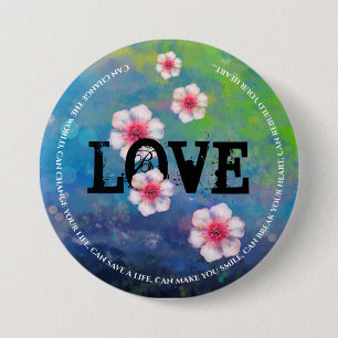 Liefde aanpassen met abstracte lievelingskunst ronde button 7,6 cm