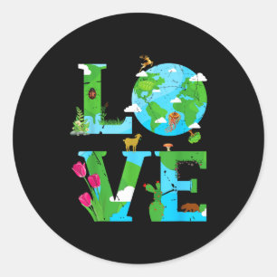 Liefde Aarde Wereld Planeet Dag Milieu Dier Ronde Sticker