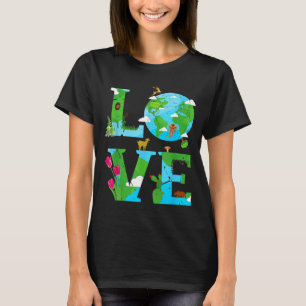 Liefde Aarde Wereld Planeet Dag Milieu Dier T-shirt