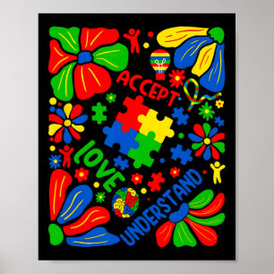 Liefde Accepteer Begrijp Autisme Boho Bloem Poster