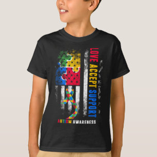 Liefde Accepteer Ondersteuning Autisme Bewustzijn T-shirt