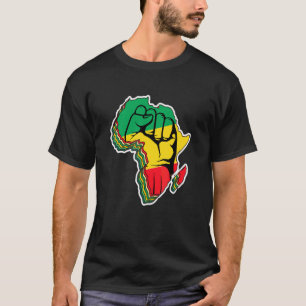 Liefde Afrika Kaart Black Power Raised Fist in Pan T-shirt