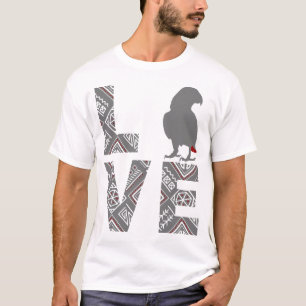 Liefde Afrikaanse grijze papegaai T-shirt
