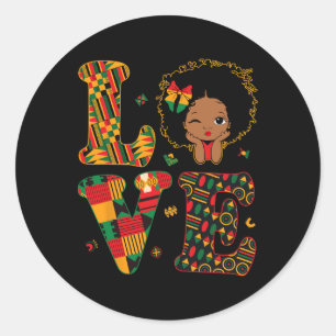 Liefde Afrikaanse Kente Peuter Meisjes Zwarte Gesc Ronde Sticker