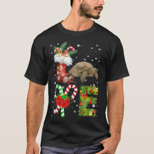 Liefde Afrikaanse Sulcata Tortoise Kerstmis Licht  T-shirt