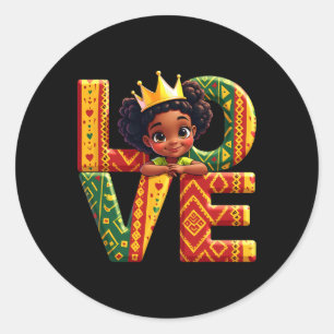 Liefde Afro-Amerikaanse peuter meisjes zwarte gesc Ronde Sticker