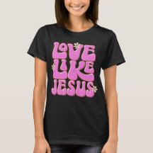 Liefde als Jesus, Roze Retro Daisy Schattig Christ