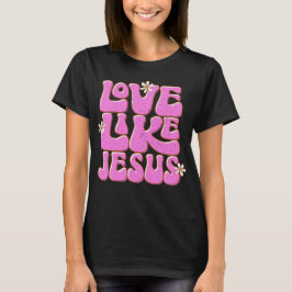 Liefde als Jesus, Roze Retro Daisy Schattig Christ T-shirt