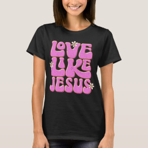 Liefde als Jesus, Roze Retro Daisy Schattig Christ T-shirt