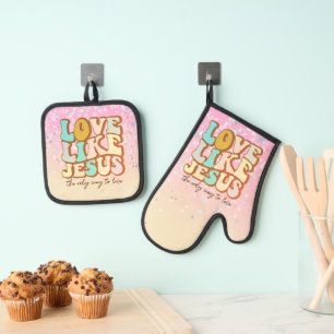 Liefde als Jezus Christelijk Ovenwant & Pannenlap Set