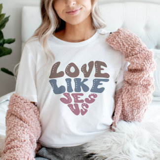 Liefde als Jezus Christelijke Faith Retro Heart T-shirt