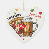 Liefde als pizza- en biertrouwparen keramisch ornament (Achterkant)