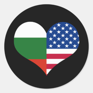 Liefde Amerikaans/USA en Bulgaarse Vlag Ronde Sticker