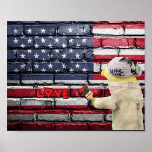 Liefde Amerikaanse graffiti-wandkunst. Poster