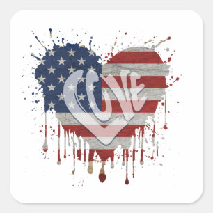 Liefde Amerikaanse vlag Vierkante Sticker